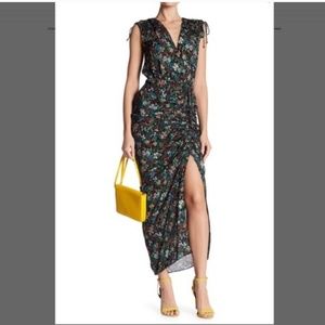 Veronica Beard Floral Midi Dress - Black and Green